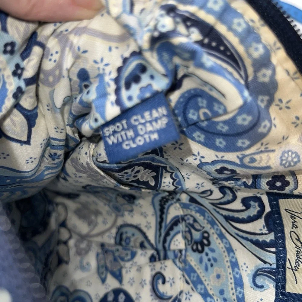 Vera Bradley Denim Hipster Crossbody Purse Olivia Blue White Quilting Denim